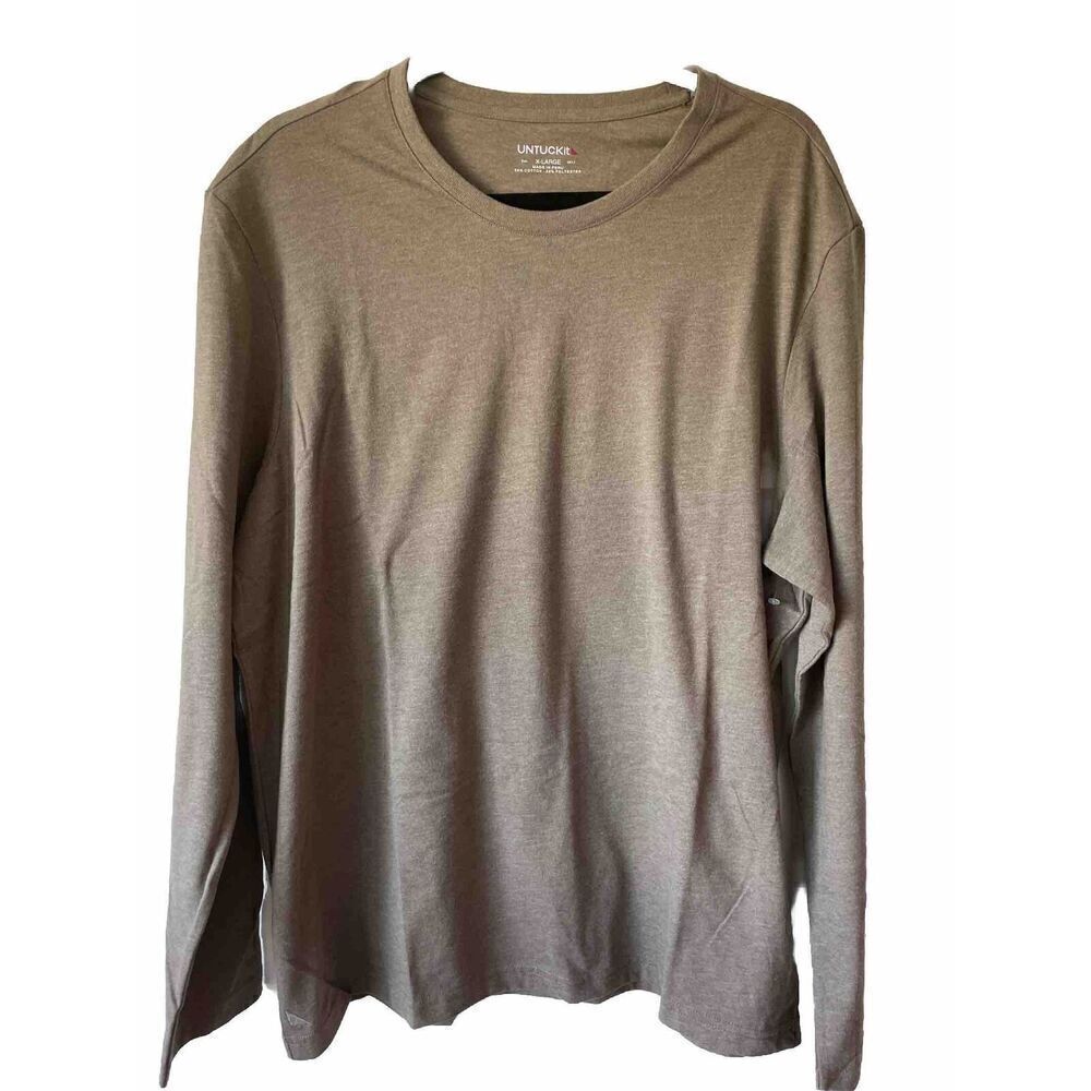 NEW Untuckit Ultra Soft Mens XL In Brown Long Sleeve T Shirt Crewneck Aston